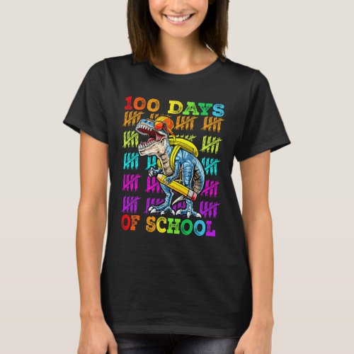 Day Of School Dinosaur 100 Days Smarter T Rex Boys T_Shirt