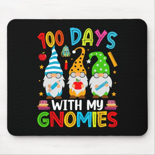 Day Of School Gnome Teachers Students 100 Days Sma Mouse Pad