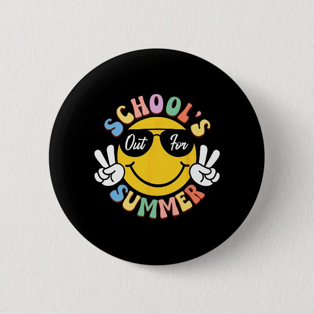 Day Of School Graduation Groovy Schools Out For Su Button (Front)