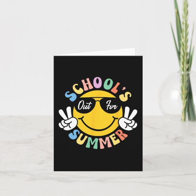 Day Of School Graduation Groovy Schools Out For Su Card (Front)