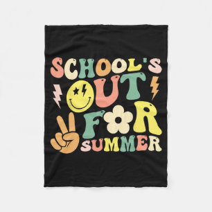 Day Of School Groovy Schools Out For Summer Teache Fleece Blanket