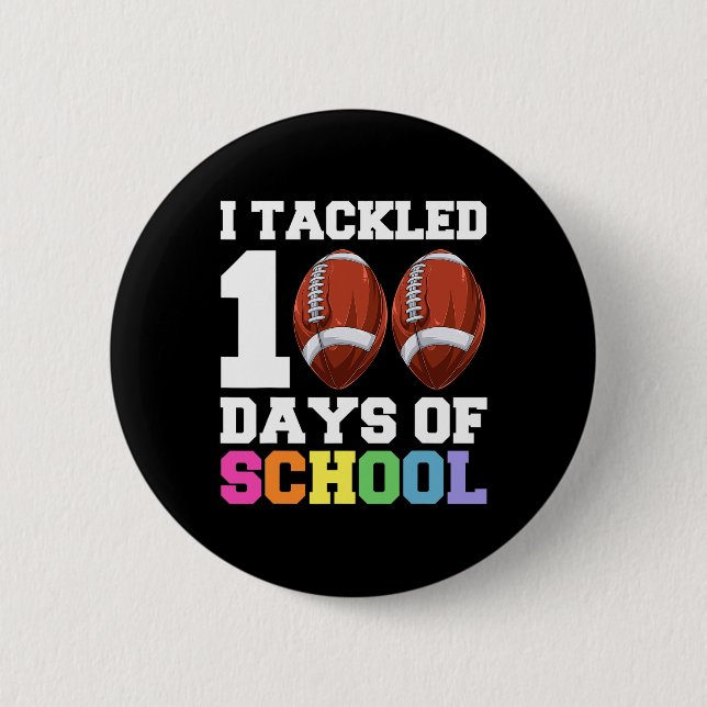Day Of School Kids Football  Button (Front)