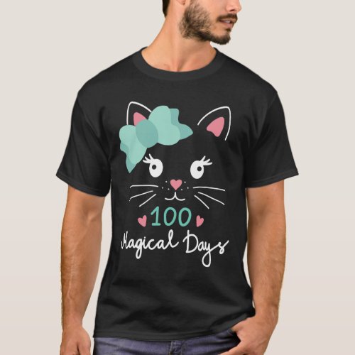 Day Of School Kitty Cat 100 Magical Days Teacher G T_Shirt