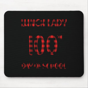 Day Of School Lunch Lady Typography Red Plaid Mouse Pad