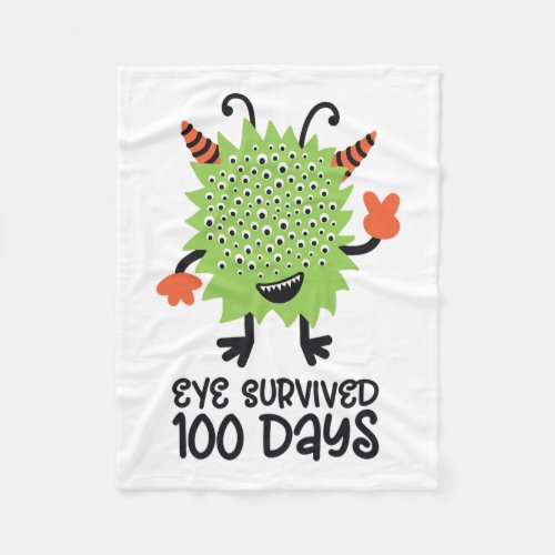 Day Of School Monster Boys Kids Eye Survived 100 D Fleece Blanket