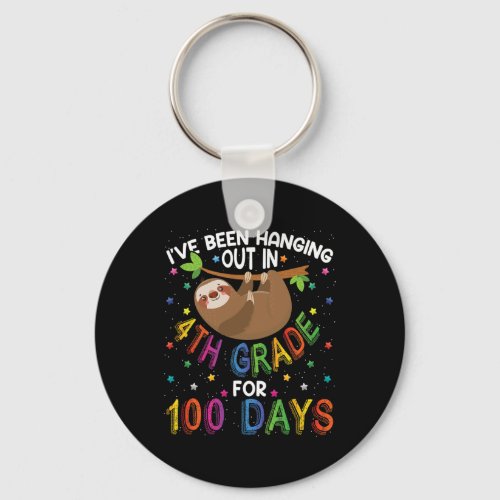 Day Of School Sloth Design _ 4th Grade 100 Days Sc Keychain