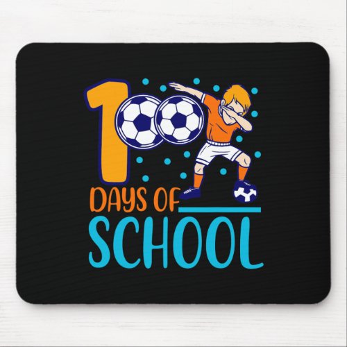 Day Of School Soccer Kids 100 Days Of School  Mouse Pad