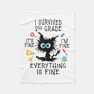 Day Of School Student Graduation I Survived 2nd Gr Fleece Blanket