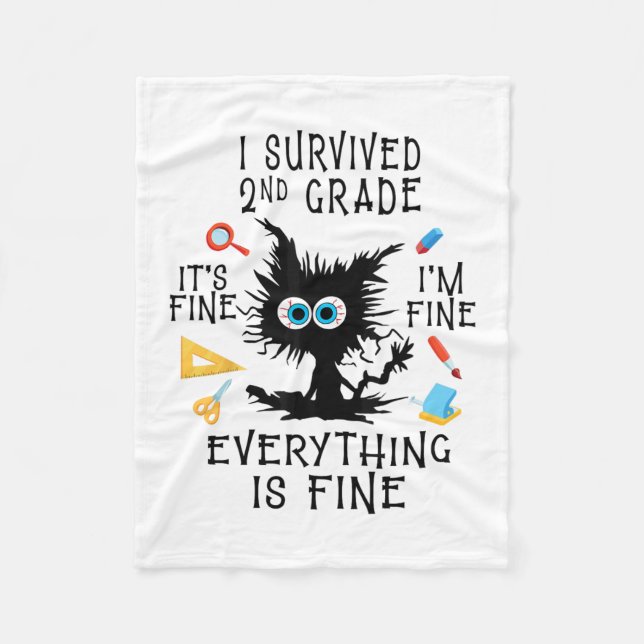 Day Of School Student Graduation I Survived 2nd Gr Fleece Blanket (Front)