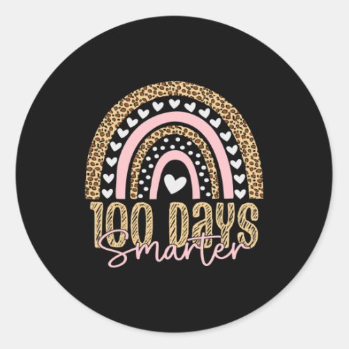 Day Of School Teacher 100 Days Rainbow Leopard Boh Classic Round Sticker