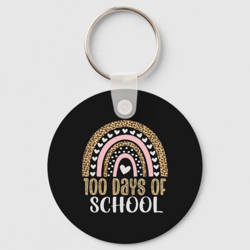 Day Of School Teacher 100 Days Rainbow Leopard Boh Keychain