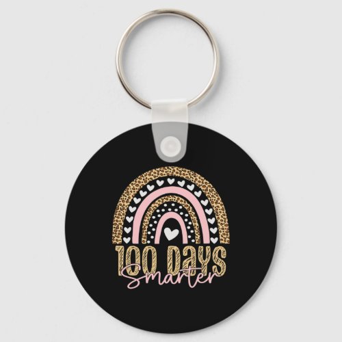 Day Of School Teacher 100 Days Rainbow Leopard Boh Keychain