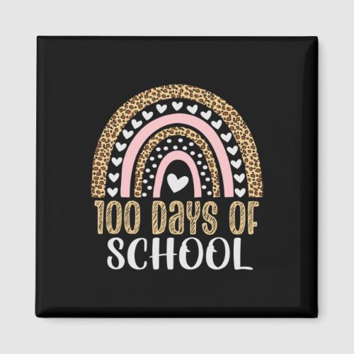 Day Of School Teacher 100 Days Rainbow Leopard Boh Magnet