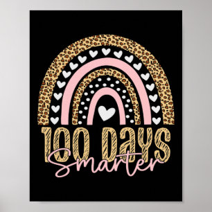 Day Of School Teacher 100 Days Rainbow Leopard Boh Poster