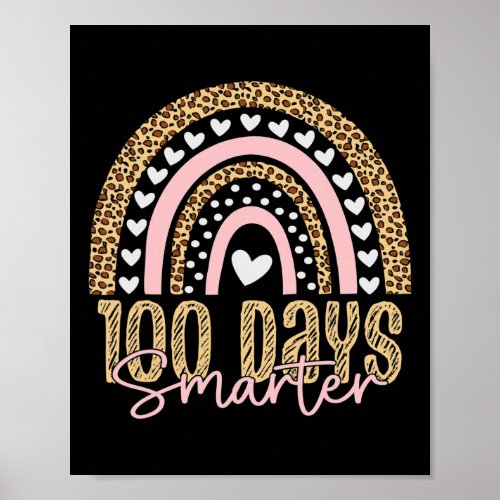 Day Of School Teacher 100 Days Rainbow Leopard Boh Poster