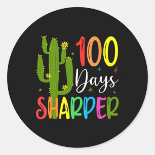 Day Of School Teacher - 100 Days Sharper Cactus Classic Round Sticker