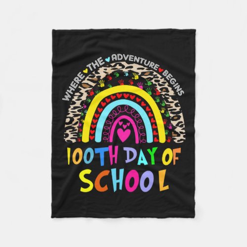 Day Of School Teacher 100 Days Smarter Rainbow 1  Fleece Blanket