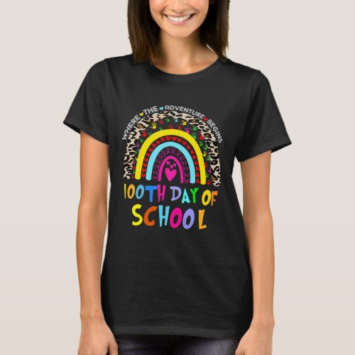 Day Of School Teacher 100 Days Smarter Rainbow 1  T_Shirt