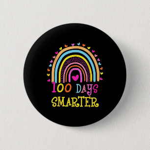 Day Of School Teacher 100 Days Smarter Rainbow Button