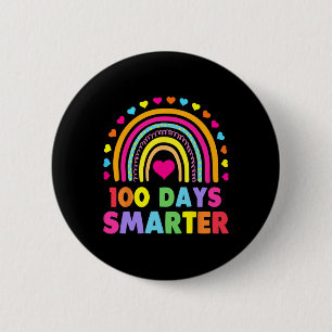 Day Of School Teacher - 100 Days Smarter Rainbow Button