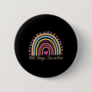 Day Of School Teacher 100 Days Smarter Rainbow Button