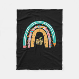 Day Of School Teacher - 100 Days Smarter Rainbow Fleece Blanket
