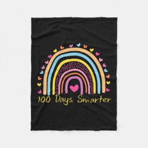 Day Of School Teacher 100 Days Smarter Rainbow Fleece Blanket