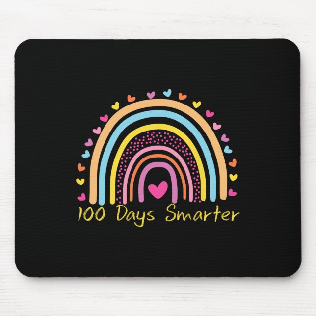 Day Of School Teacher 100 Days Smarter Rainbow  Mouse Pad (Front)