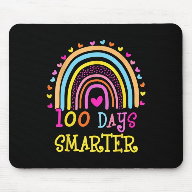 Day Of School Teacher 100 Days Smarter Rainbow  Mouse Pad (Front)