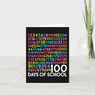 Day Of School Teacher Kids 100 Days Math Numbers Card