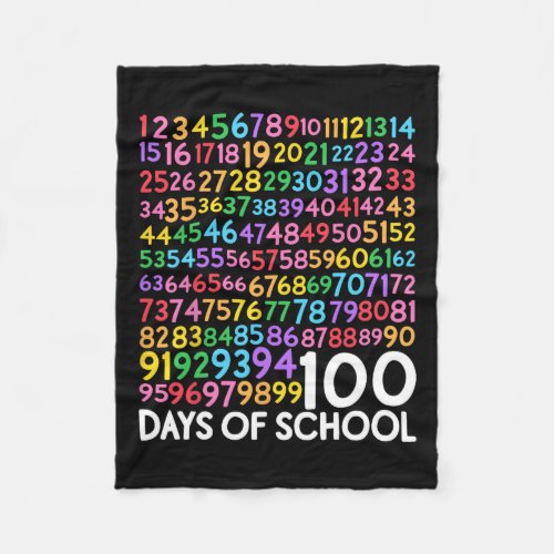 Day Of School Teacher Kids 100 Days Math Numbers  Fleece Blanket