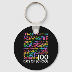 Day Of School Teacher Kids 100 Days Math Numbers Keychain