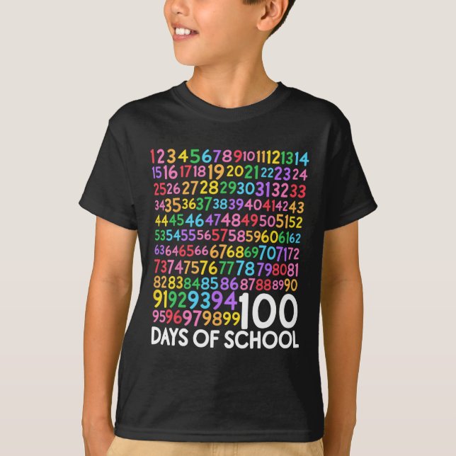 Day Of School Teacher Kids 100 Days Math Numbers  T-Shirt (Front)