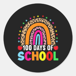 Day Of School Teachers 100 Days Smarter Rainbow 1 Classic Round Sticker