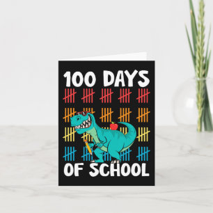 Day Of School Teachers Kids Boys Dino Happy 100 Da Card