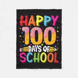 Day Of School Teachers Kids Child Happy 100 Days 2 Fleece Blanket