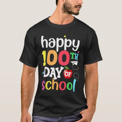 Day Of School Teachers Kids Girls Boys Happy 100 D T_Shirt