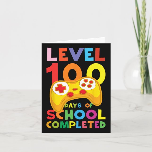 Day Of School Teachers Students Kids 100 Days  Card (Front)