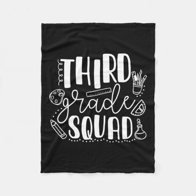 Day Of School Third Grade Squad Teacher  Fleece Blanket (Front)
