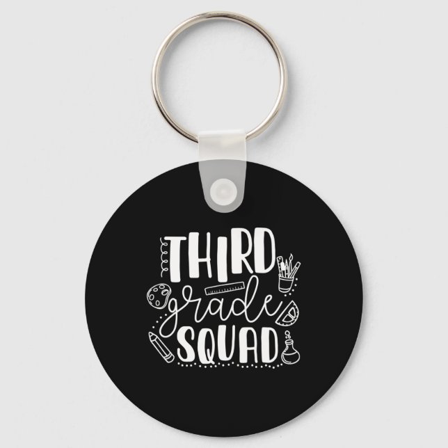 Day Of School Third Grade Squad Teacher  Keychain (Front)