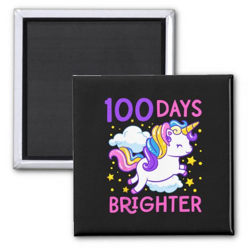 Day Of School Unicorn 100 Days Brighter Kindergart Magnet