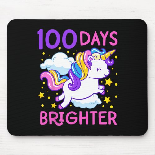 Day Of School Unicorn 100 Days Brighter Kindergart Mouse Pad