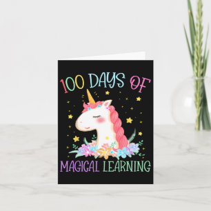 Day Of School Unicorn 100 Days Magical Learning Gi Card