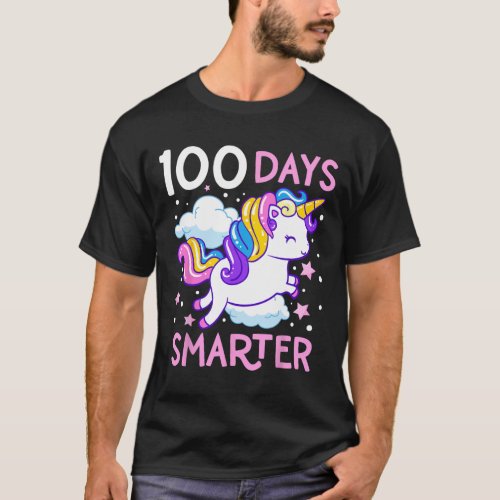 Day Of School Unicorn 100 Days Smarter Kindergarte T_Shirt