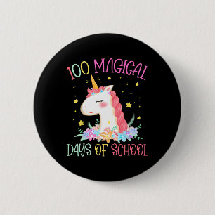 Day Of School Unicorn 100 Magical Days Girls Teach Button