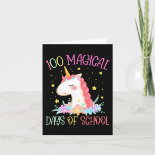 Day Of School Unicorn 100 Magical Days Girls Teach Card