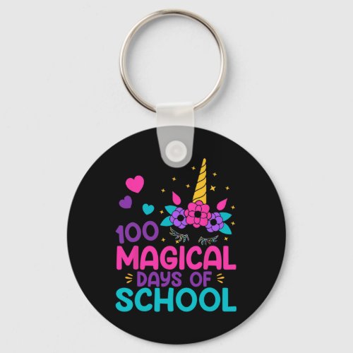 Day Of School Unicorn 100 Magical Days Teacher Gir Keychain