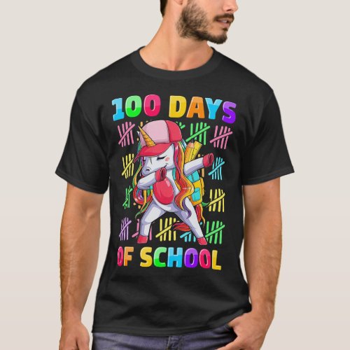 Day Of School Unicorn For Girls Kids Happy 100 Day T_Shirt