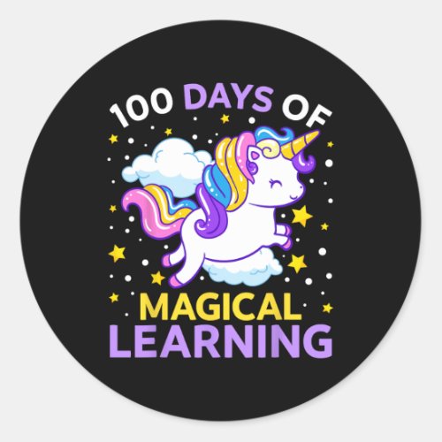 Day Of School Unicorn Girls 100 Days Of Kindergart Classic Round Sticker