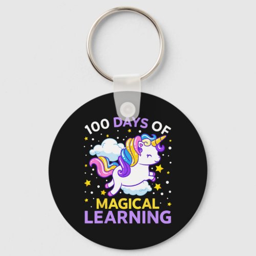 Day Of School Unicorn Girls 100 Days Of Kindergart Keychain